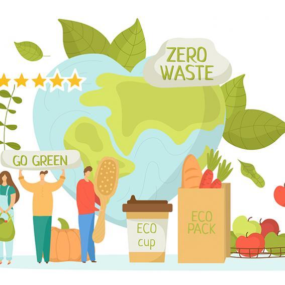 Animated images of different ways to save on waste