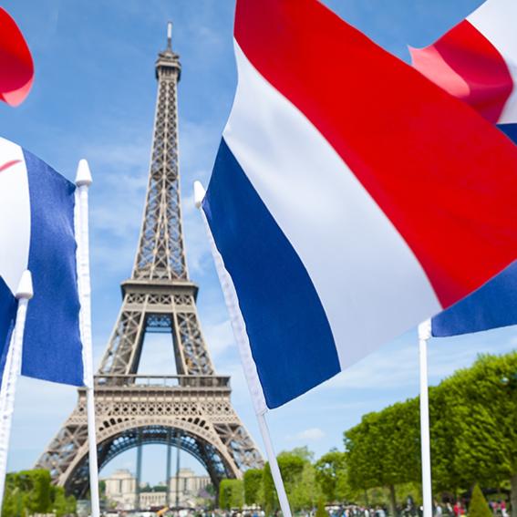 Eiffel Tower and French Flags