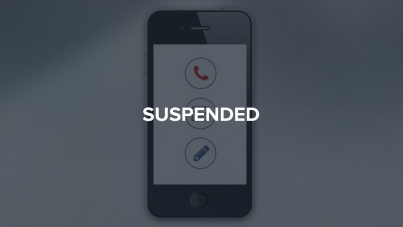 a black smartphone on a white background. the phone displays three icons in circles. on the top is a red phone. in the middle is a blue and white envelope. at the bottom is a blue pencil.