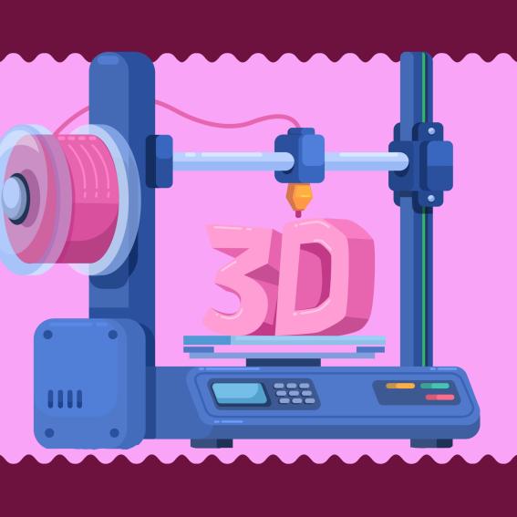 Graphic of a 3D printer.