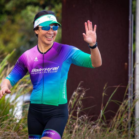 Balmoral Triathlon Club member on the run leg of the race