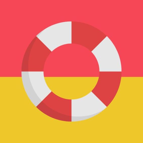 Red and white life saving raft