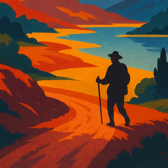 Silhouette man rambling