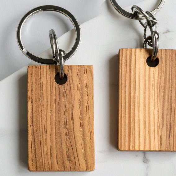 Wooden keychains.