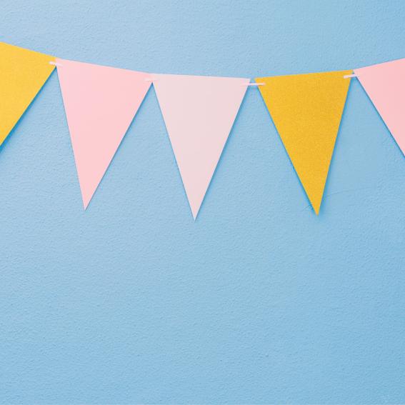 Pink and yellow paper garland.