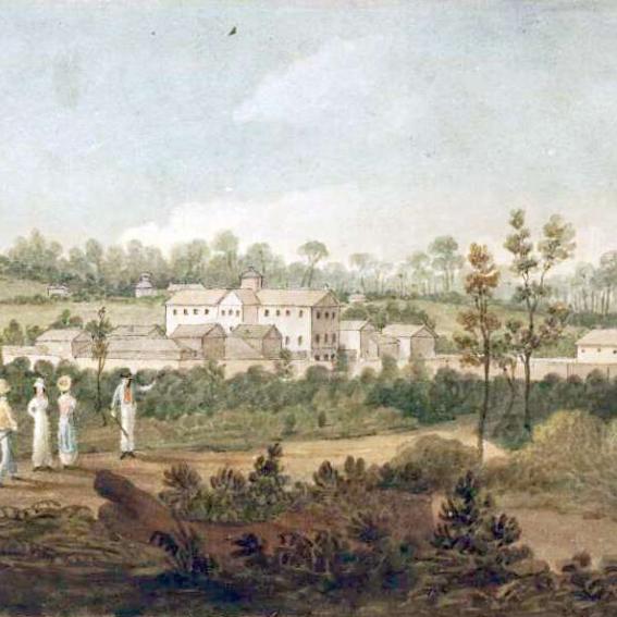 Augustus Earle: Parramatta Female Factory in 1826 (National Library of Australia, Public Domain.)