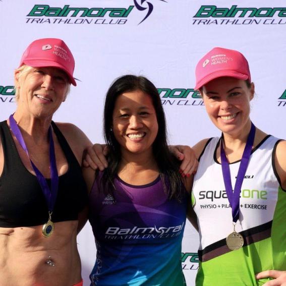 Wome's only triathlon happy participants