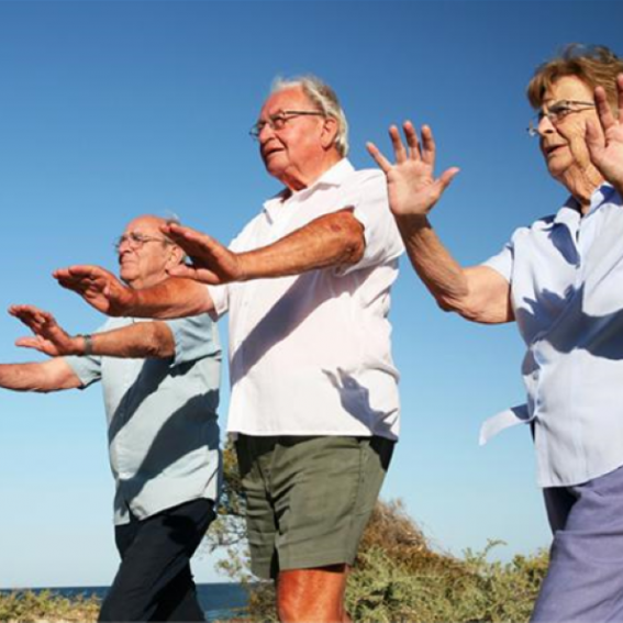 Seniors exercising together