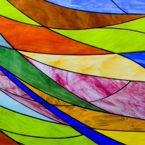 Colourful stained glass art.