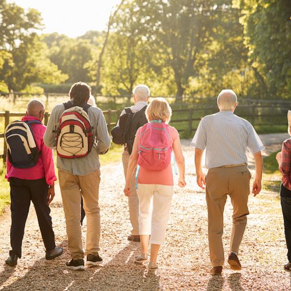 Group of people walking in the park