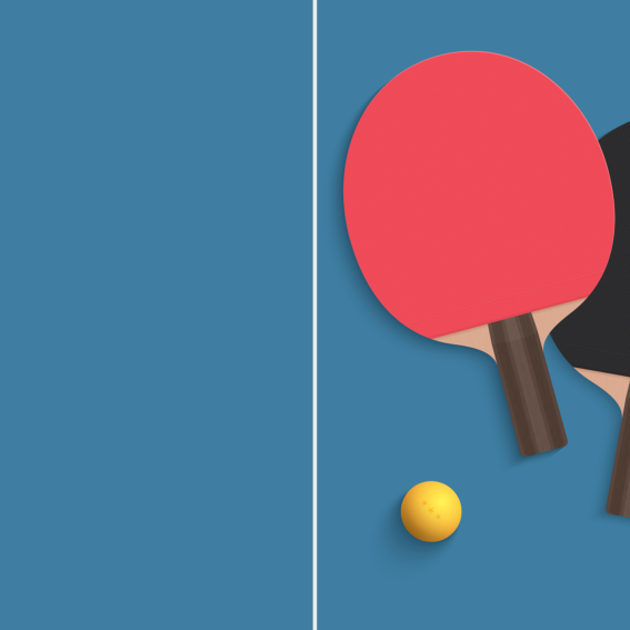 2 table tennis paddles and ball