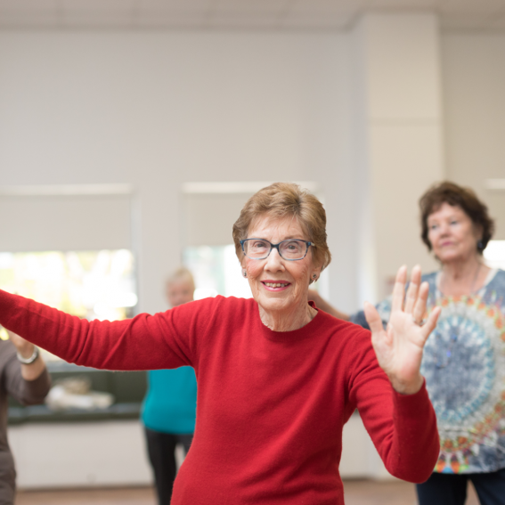 Lady in an exercise class