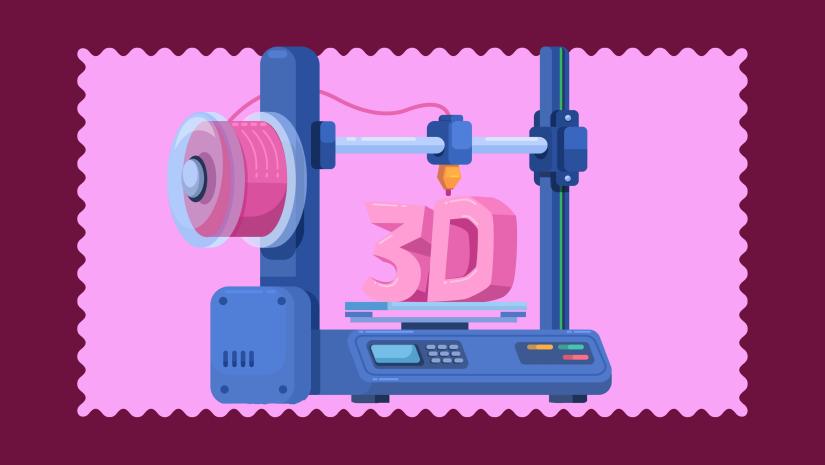 Graphic of a 3D printer.