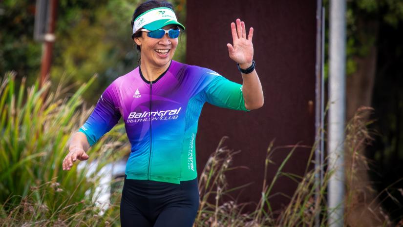 Balmoral Triathlon Club member on the run leg of the race