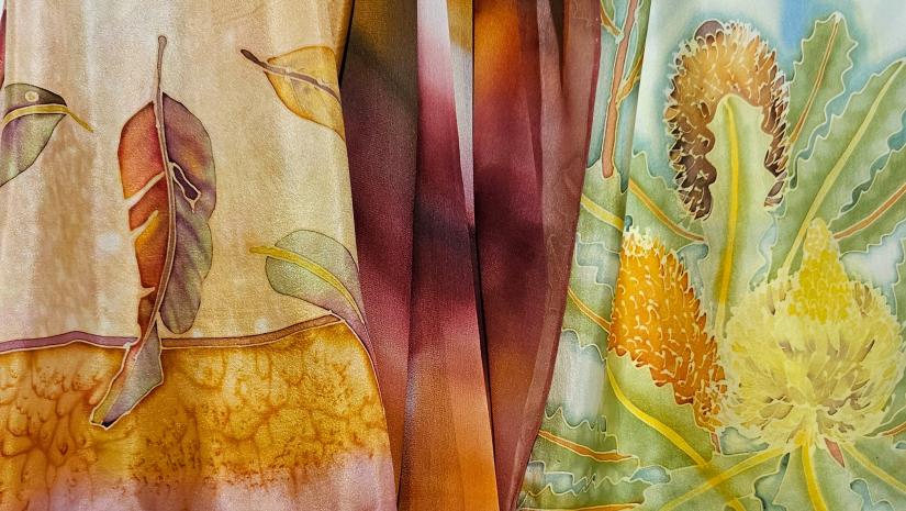 Exquisite silk paintings based on native Australian flora by CRAFTnsw member Jane Hinde