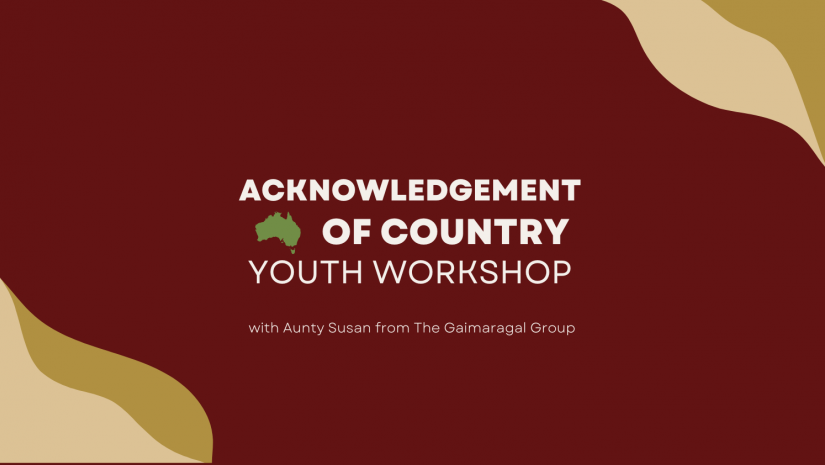 Words Acknowledgement of country youth workshop on dark background Words Acknowledgement of country youth workshop