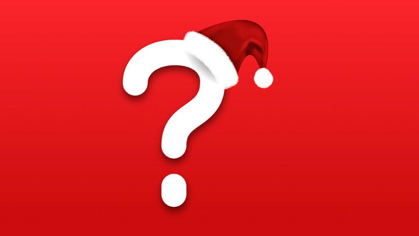 Question Mark wearing a Christmas Hat