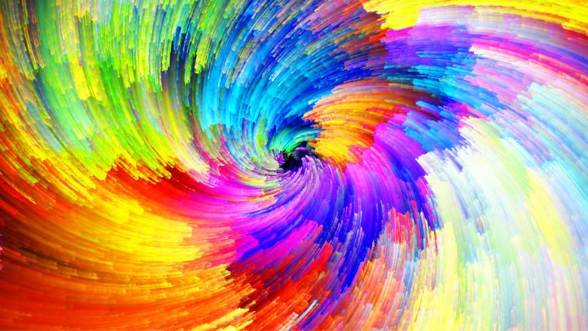 Rainbow swirl digital artwork.