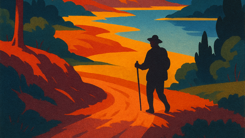 Silhouette man rambling Silhouette man rambling