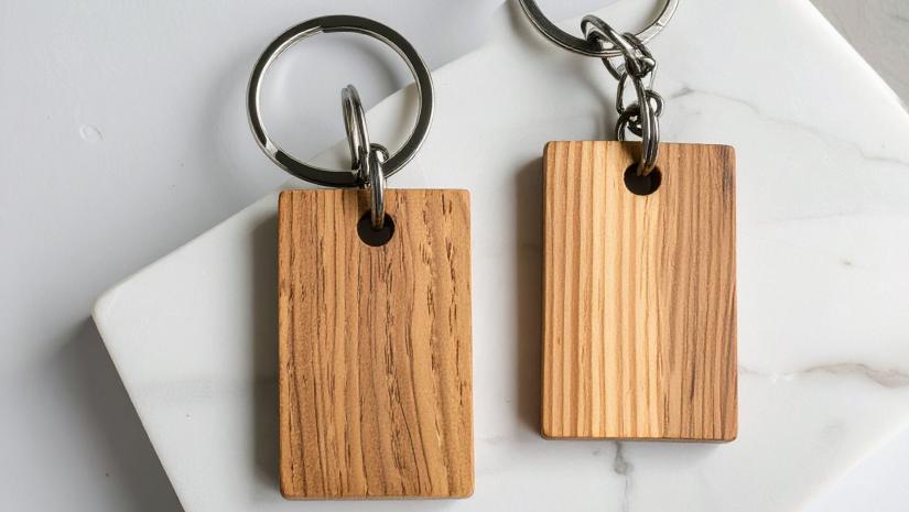 Wooden keychains.