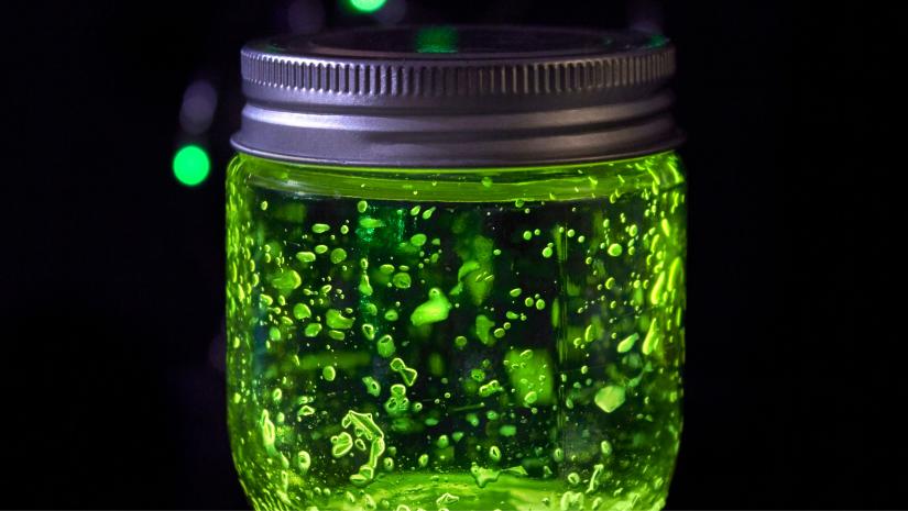 Green glow in the dark jar.