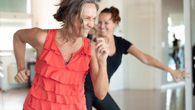 Students enjoying a Nia dance fitness clas