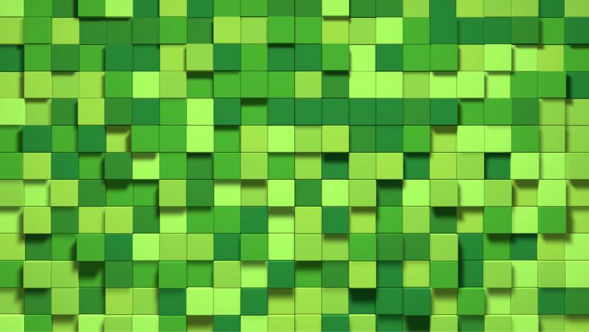 Green dimensional blocks.