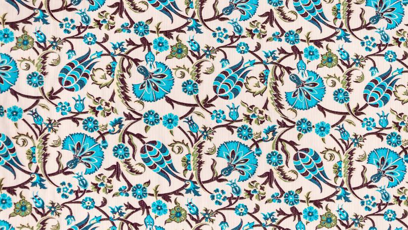 A blue green and cream Turkish pattern