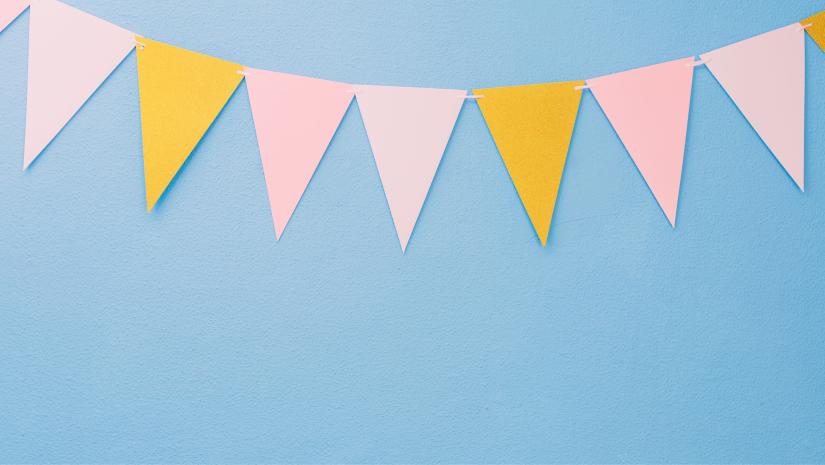 Pink and yellow paper garland.