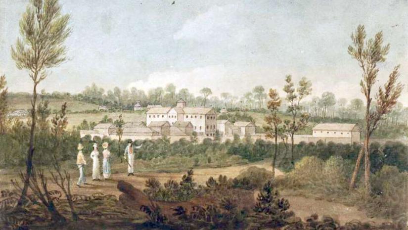 Parramatta Female Factory Augustus Earle: Parramatta Female Factory in 1826 (National Library of Australia, Public Domain.)
