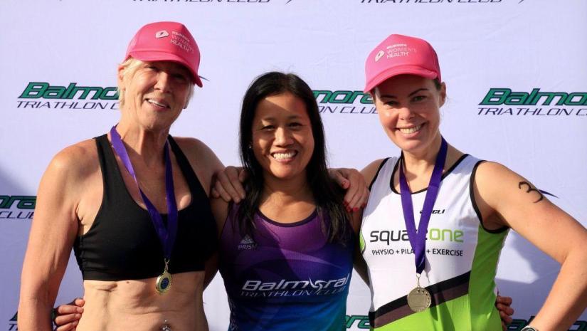 Wome's only triathlon happy participants