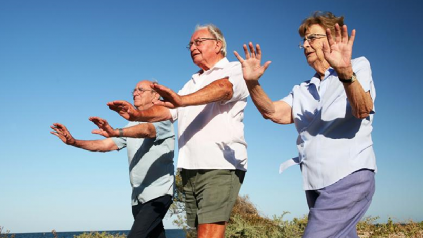 Seniors exercising together