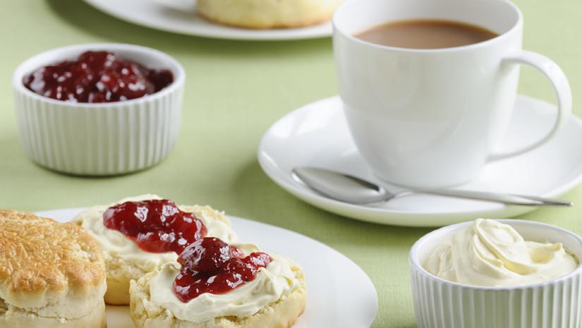 tea and scones with jam and cream