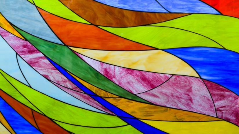 Colourful stained glass art.