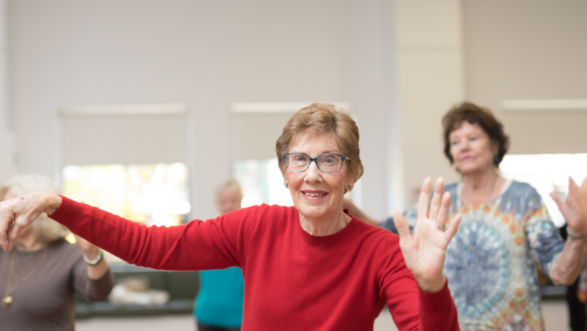 Lady in an exercise class